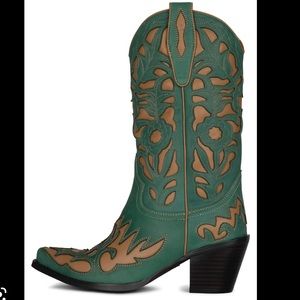 New Jeffrey Campbell Flwr-Burst Two-Toned Western Boot (Size 9)